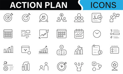 Icons for Business Action Plans, Project Management, and Achievements