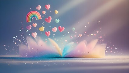 Whimsical romantic card background in pastel hues