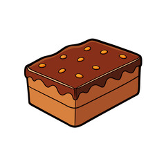 Creative Vector Style Brownie Cake on White Background