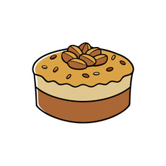 Creative Vector Style Butter Pecan Cake on White Background