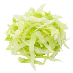 Shredded Lettuce or Chopped Cabbage Pile on White Background Ready for Cooking or Serving
