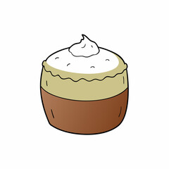 Creative Vector Style Coconut Cream Cake on White Background