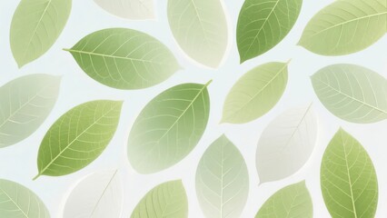 Pattern of Green Leaves on a Light Background
