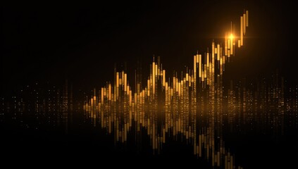 Golden chart rising on a dark background