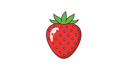 Fototapeta premium Fresh juicy red strawberry with green stem and leaves animated icon illustration