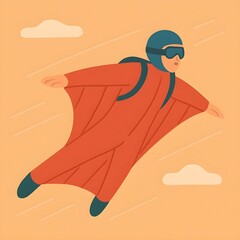 Obraz premium Wingsuit flying in flat vector illustration 