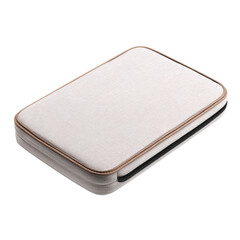 A compact triple-layer foam laptop sleeve isolated on transparent background