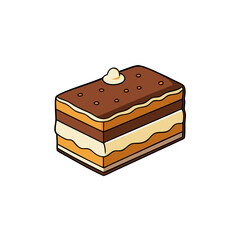 Creative Vector Style Opera Cake on White Background