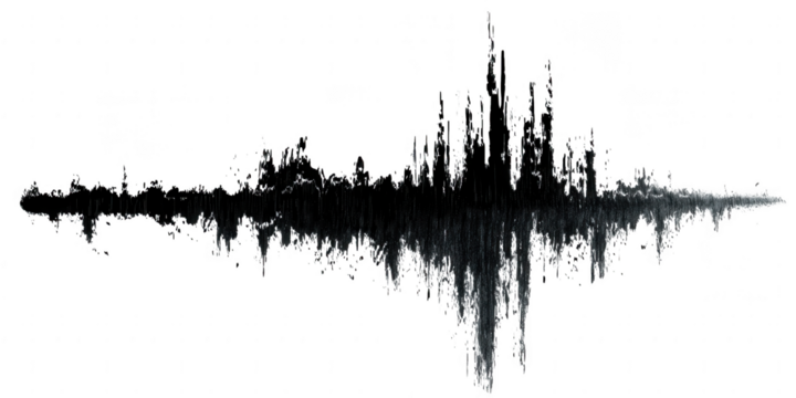 A black abstract sound wave graphic isolated on transparent background