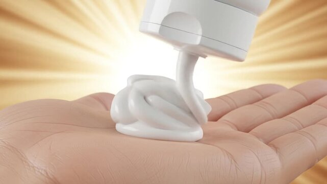 Pouring Cream onto Hand for Skincare or Product Demonstration