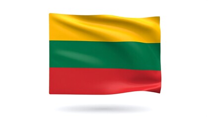 Waving Lithuanian Flag Three Horizontal
