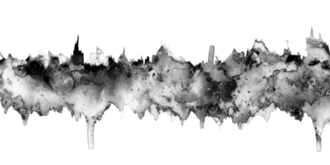 Abstract black watercolor skyline isolated on transparent background