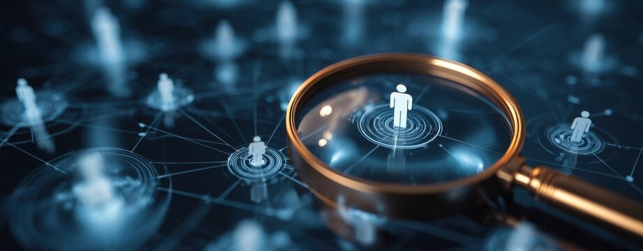 The Magnifying Glass Highlighting Connections in a Digital Network