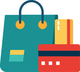 Fototapeta premium Vector illustration of a shopping bag and a credit card