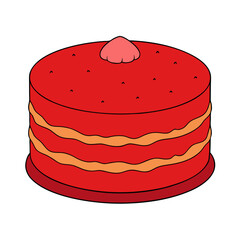Creative Vector Style Red Velvet Cake on White Background
