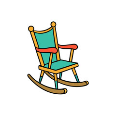 Creative Vector Style Rocking Chair on White Background