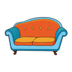 Creative Vector Style Sofa on White Background