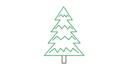 Stylized green christmas tree with brown trunk vector graphic decoration