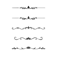 Obraz premium Decorative simple divider. Text dividers retro minimal line separators, Vector isolated geometric wedding card heart separator elements set. Text dividers. . Hand drawn vector illustration. 