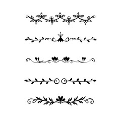 Obraz premium Decorative simple divider. Text dividers retro minimal line separators, Vector isolated geometric wedding card heart separator elements set. Text dividers. . Hand drawn vector illustration. 