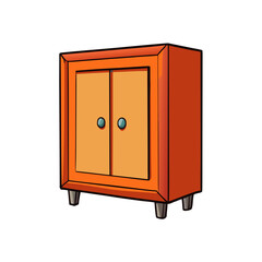 Creative Vector Style Wall Mounted Cabinet on White Background