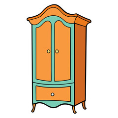 Creative Vector Style Wardrobe on White Background