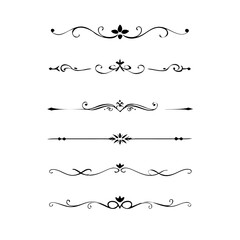 Obraz premium Decorative simple divider. Text dividers retro minimal line separators, Vector isolated geometric wedding card heart separator elements set. Text dividers. . Hand drawn vector illustration. 