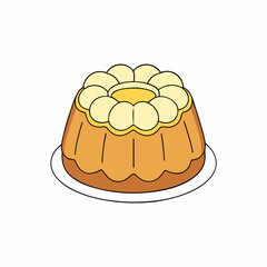 Creative Vector Style Angel Food Cake on White Background