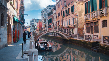 old streets and houses of Venice. Italian cities