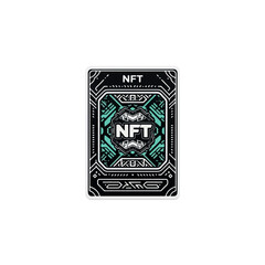 A stylized NFT card design with a futuristic, circuit-board aesthetic, featuring the acronym 