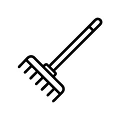 Naklejka premium Gardening rake tool with long handle in minimalistic style 