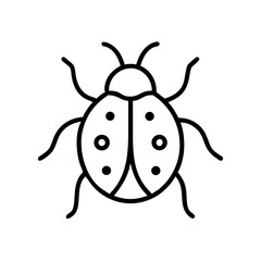 Fototapeta premium Outline illustration of a ladybug on white background, concept of Gardening and Houseplants 