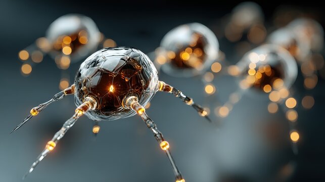 Gray nanomachine collective in platinum tones, medical microbot technology for futuristic healthcare illustrations.