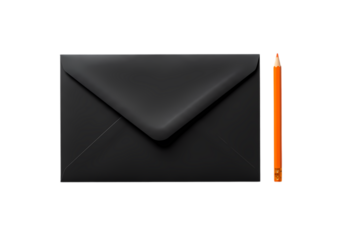 Black Envelope and Orange Pencil
