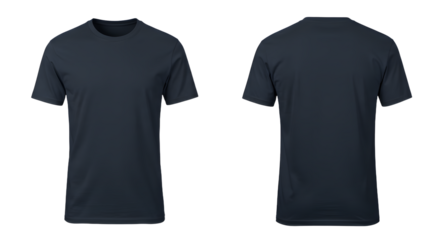 Plain navy blue t-shirt displayed from front and back, ideal for casual wear, showcasing versatility for everyday outfits