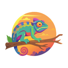 chameleon cartoon isolated on white
