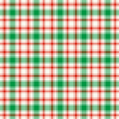 Christmas plaid repeat pattern.Colorful checkered tartan seamless pattern in green red white.Geometric graphic vector illustration background design for fabric and prints.