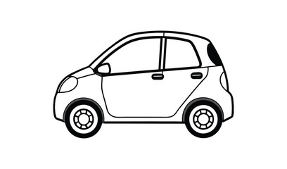 Simple line drawing of a small modern city car