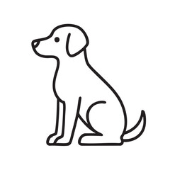 Simple Black and White Line Art Illustration of a Sitting Dog in Profile View minimalist