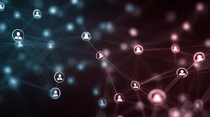 Social network concept with connected user icons digital communication web structure global interaction technology and online connection theme