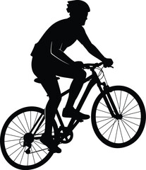 Dynamic silhouette of a cyclist riding a bicycle, symbolizing health, fitness, outdoor adventure, and active lifestyle, ideal for sports, recreation, and wellness designs.