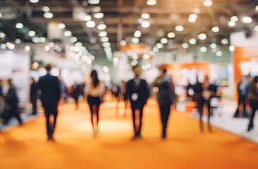 Blurred view of people at a trade show
