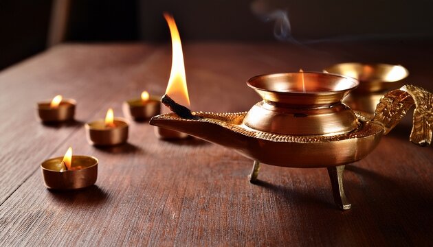traditional brass arati lamp multi flame holder for spiritual light
