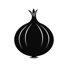 Black and white onion silhouette on White Background 