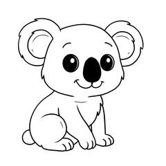 Friendly koala illustrated in clean black and white line art. Great for kids’ coloring pages, wildlife worksheets, educational printables, and craft activities. Hand-drawn, not AI-generated.