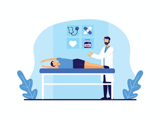 Vector illustration of a doctor consulting a patient during a medical checkup