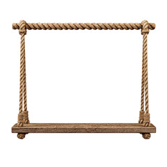A adjustable rope-hanging display shelf isolated on transparent background