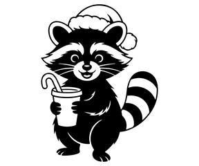 Christmas Raccoon Vector Art