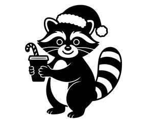 Christmas Raccoon Vector Art