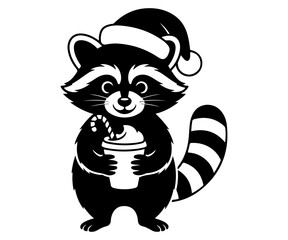 Christmas Raccoon Vector Art